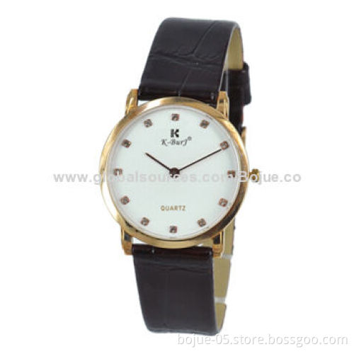 New Style Leather Men's Analog Quartz Wristwatch, White Dial, Japan Movement, Genuine Leather Strap